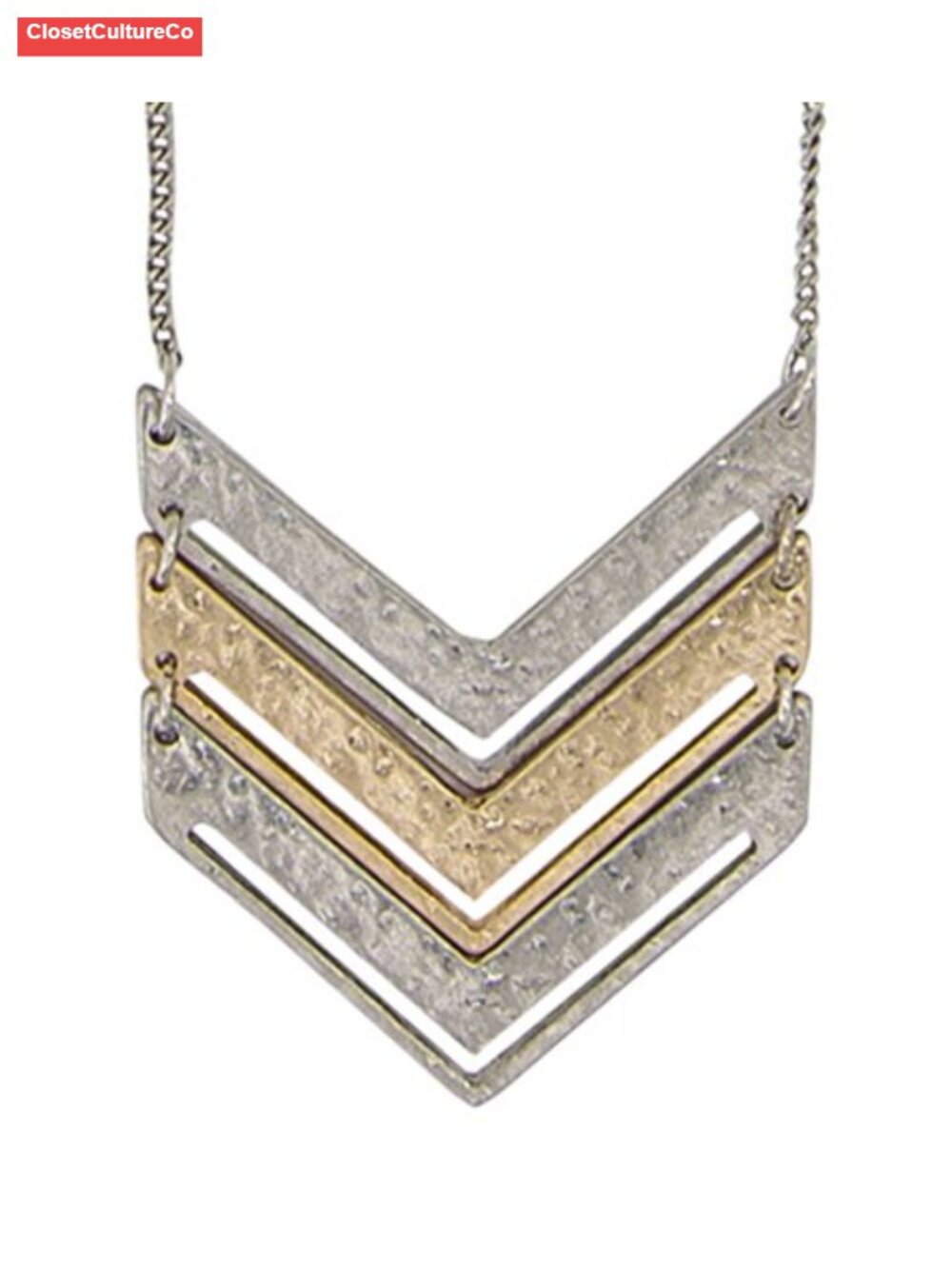 SPUNKYsoul Chevron Necklace Mid-Length Gold and Silver Tone
